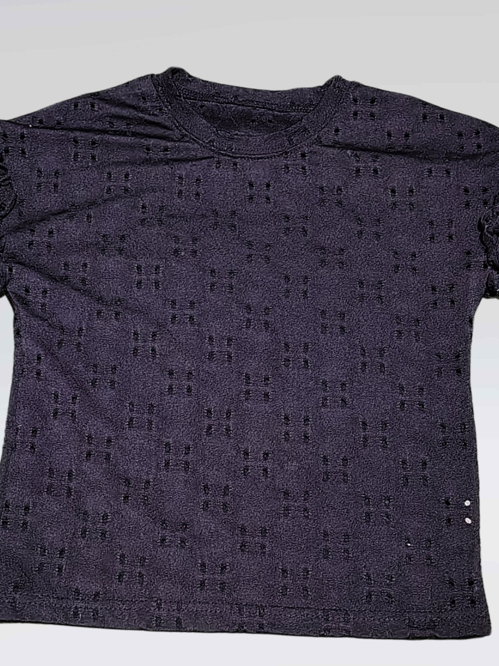 SHEIN Black Eyelet Short Sleeve Tee for Girls